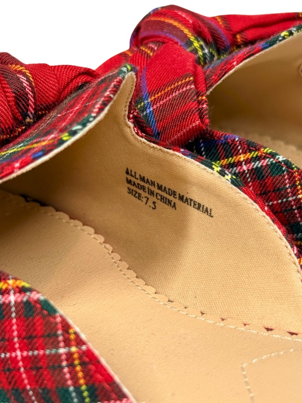 Isaac Mizrahi New York Aubree Sz 7.5 Red Tartan Plaid Bow Mule Slides - Picture 5 of 6